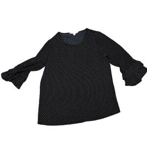 Women's Valerie Stevens Black and White Polka Dot blouse with Statement Sleeves